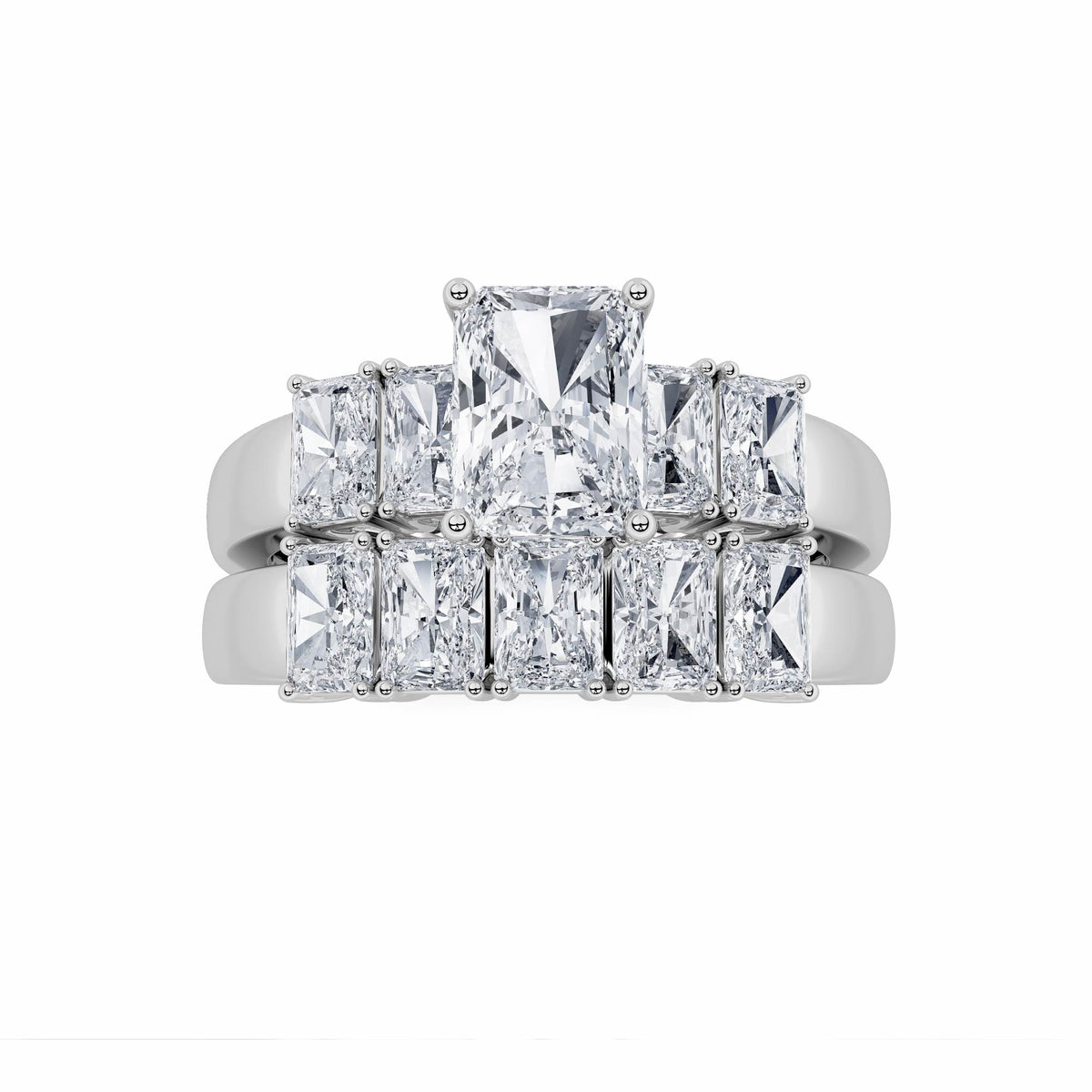 Lab Grown Diamond Bridal Set with Matching Band and Ring