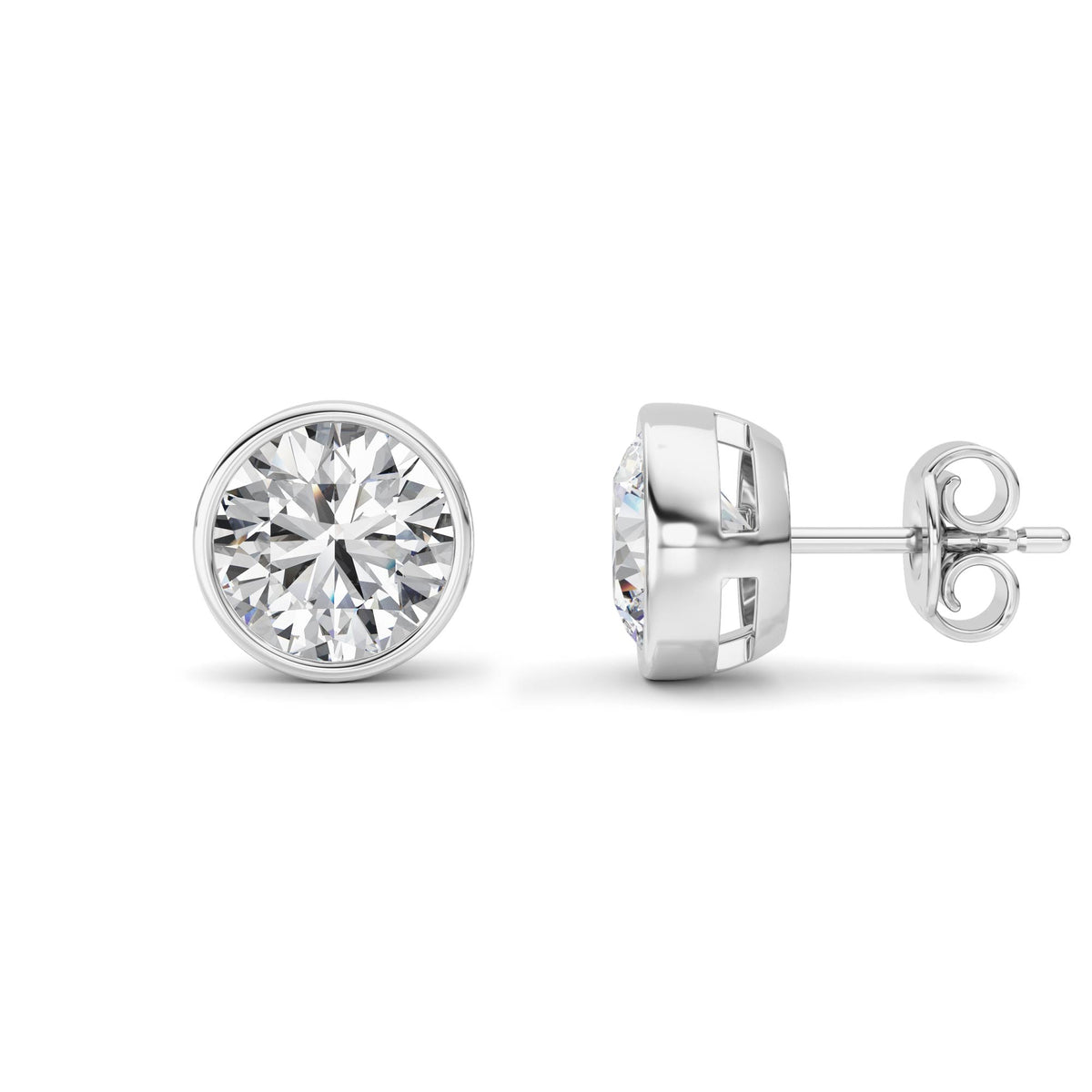Lab Grown Diamond Bezel Set Stud Earrings