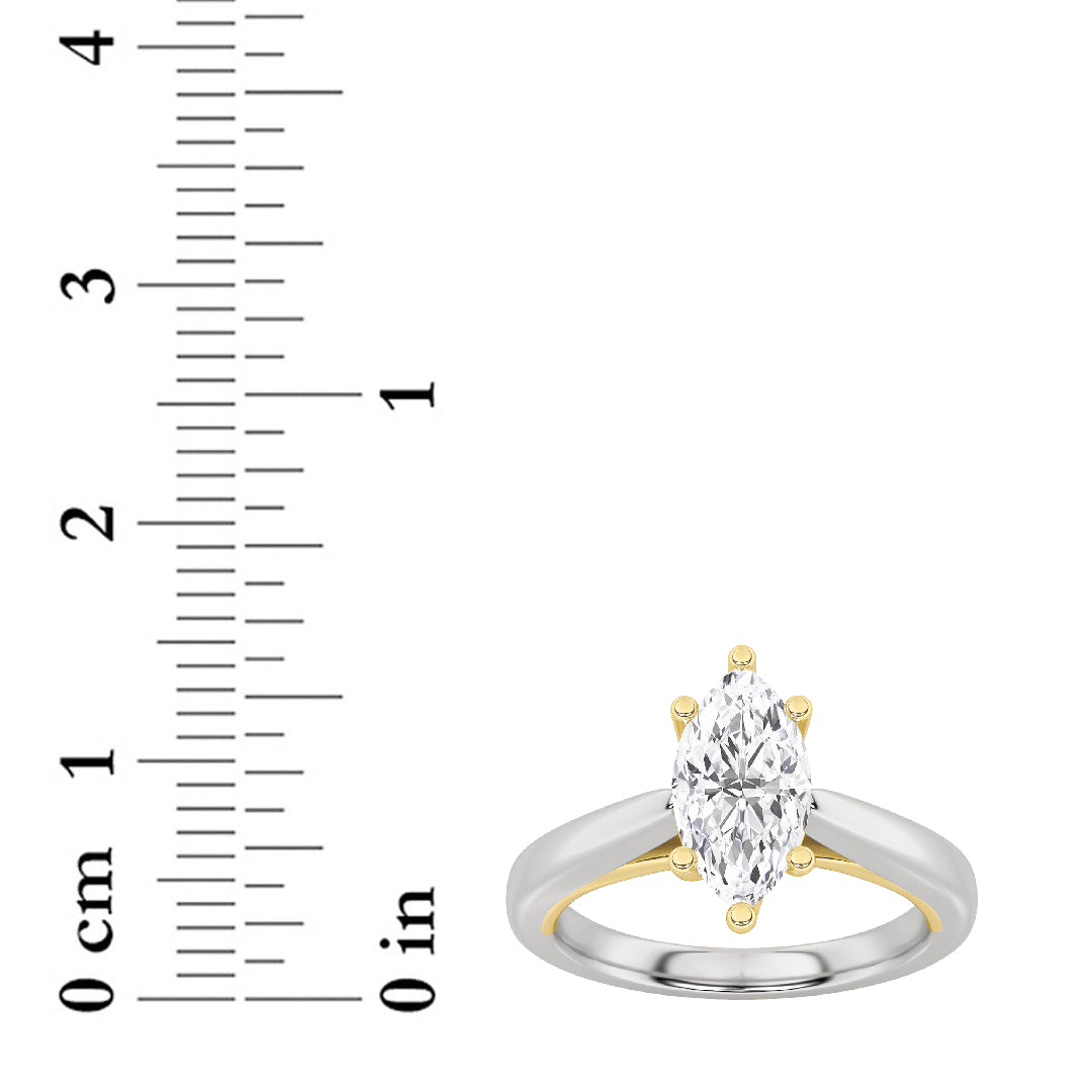 Lab Grown Diamond Two Tone Cathedral Shank Engagement Ring