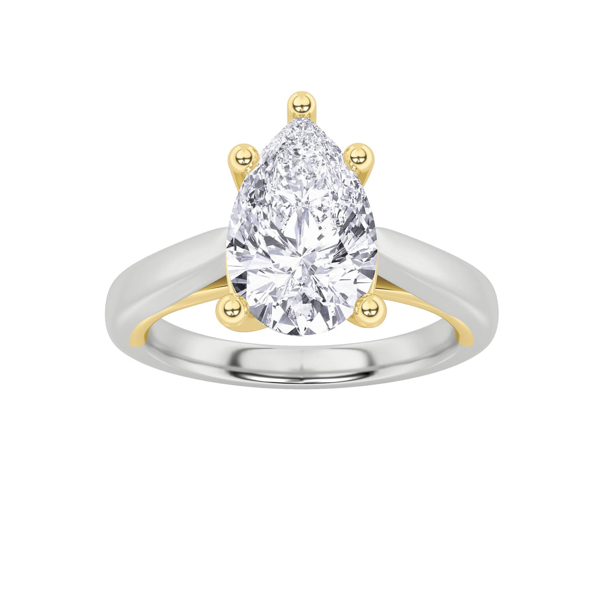 Lab Grown Diamond Two Tone Cathedral Shank Engagement Ring