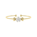 Pear Shaped Lab Grown Diamond Fancy Flower Bangle Bracelet
