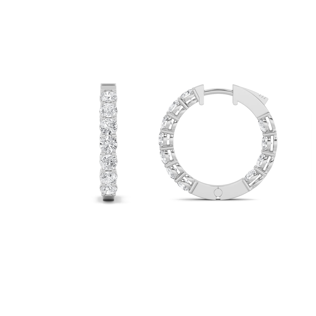 Round Shaped Lab Grown Diamond Inside Out Hoop Earrings