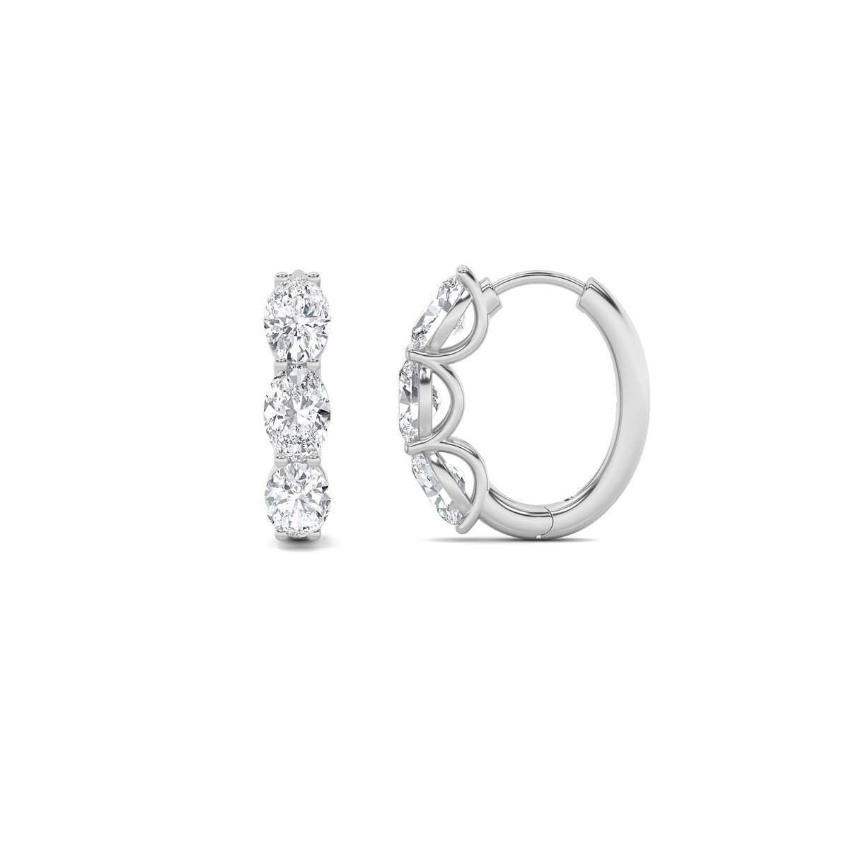 Lab Grown Diamond Three Stone Huggie Earrings
