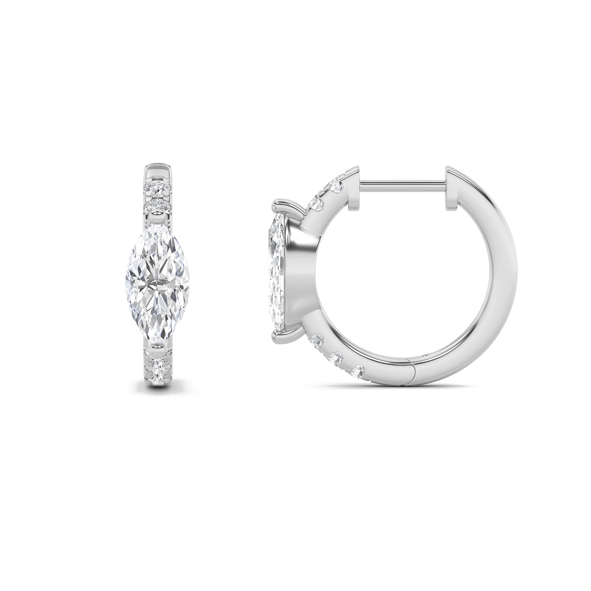 Lab Grown Diamond Solitare Accent Huggie Earrings