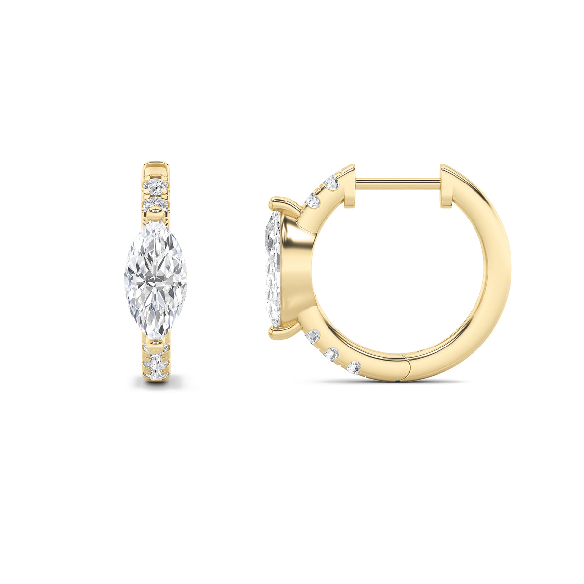 Lab Grown Diamond Solitare Accent Huggie Earrings