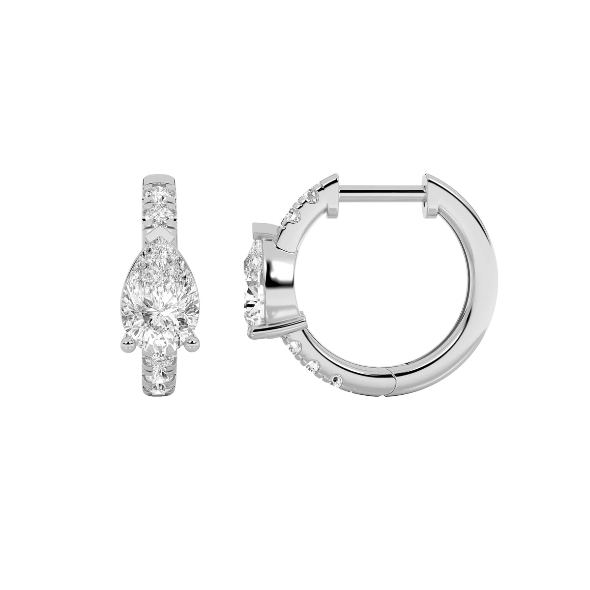 Lab Grown Diamond Solitare Accent Huggie Earrings