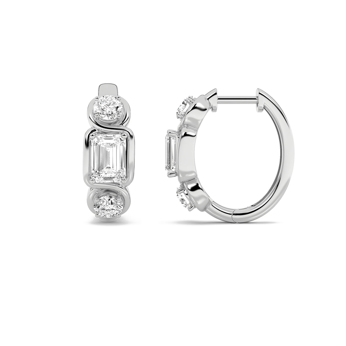 Lab Grown Diamond Three Stone Earrings