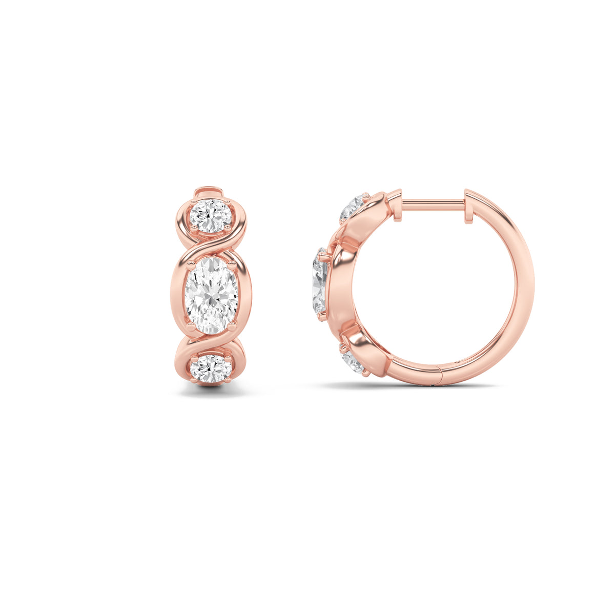 Lab Grown Diamond Three Stone Earrings