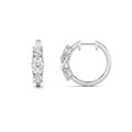 Oval Shaped Lab Grown Diamond Three Stone Huggie Earrings