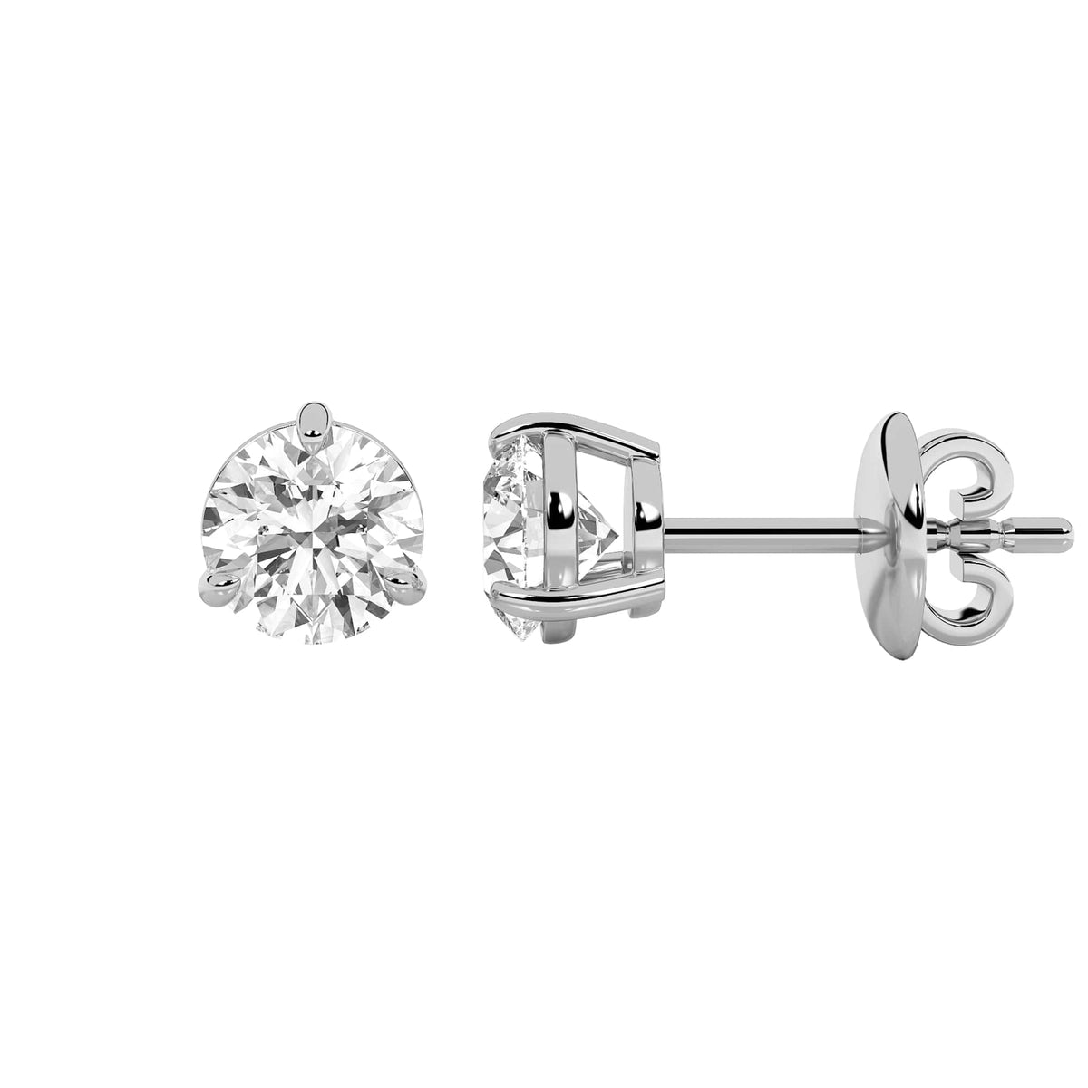 Round Shaped Lab Grown Diamond Classic Basket Set Stud Earrings