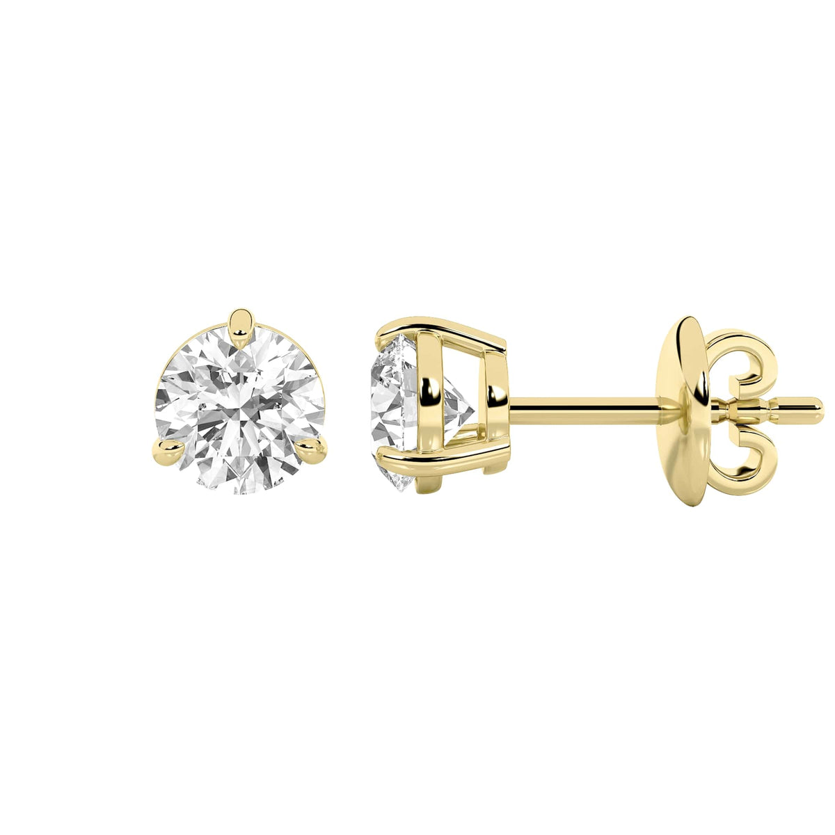 Round Shaped Lab Grown Diamond Classic Basket Set Stud Earrings