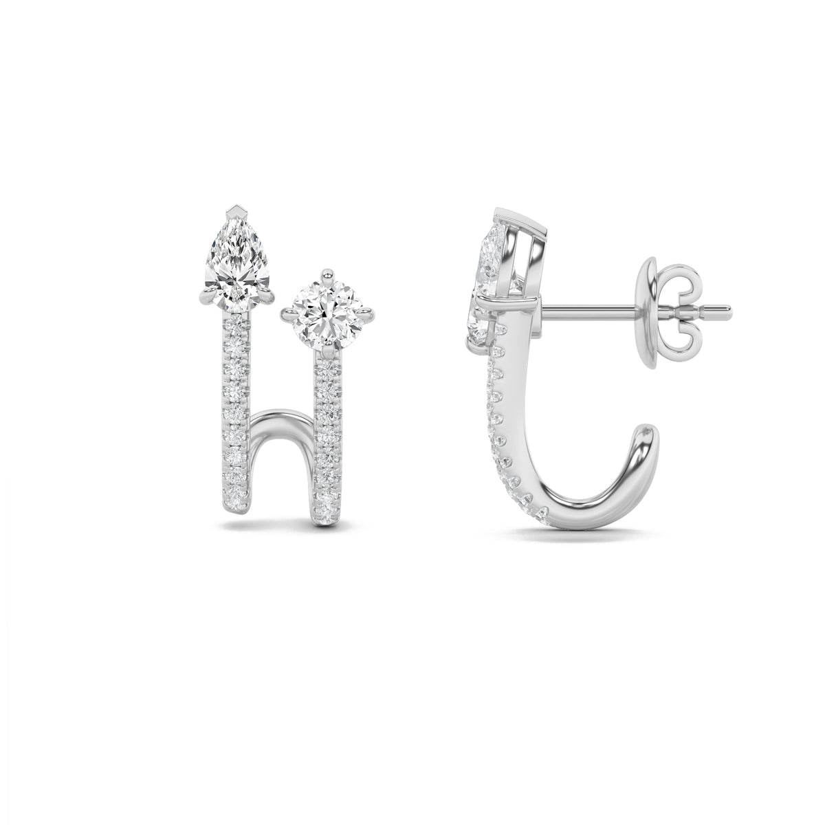 Round Shaped Lab Grown Diamond Toi et Moi Accented Earrings