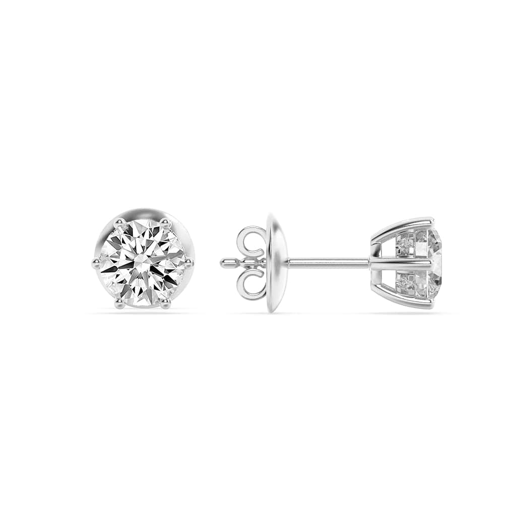 Round Shaped Lab Grown Diamond Hidden Halo Stud Earrings