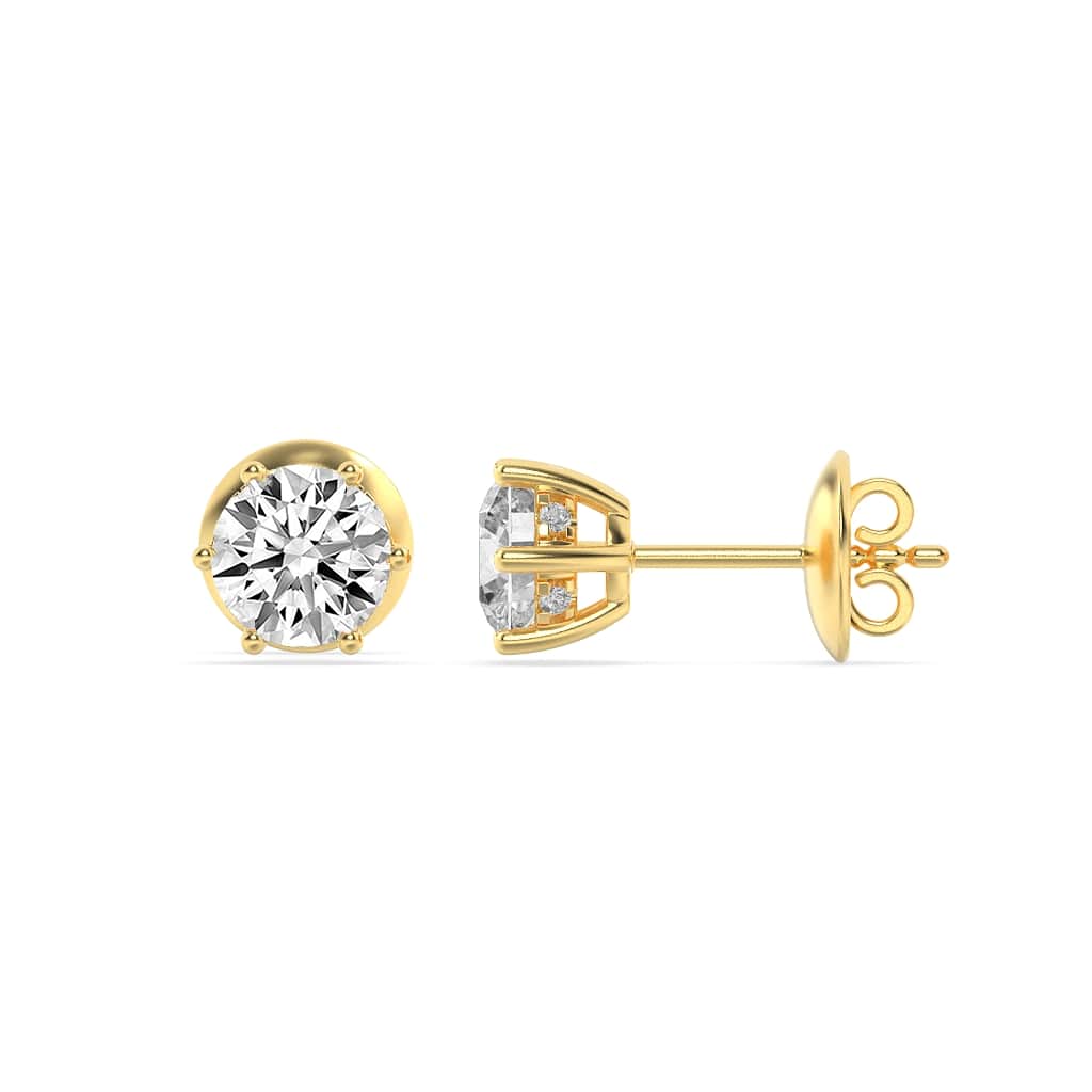 Round Shaped Lab Grown Diamond Hidden Halo Stud Earrings