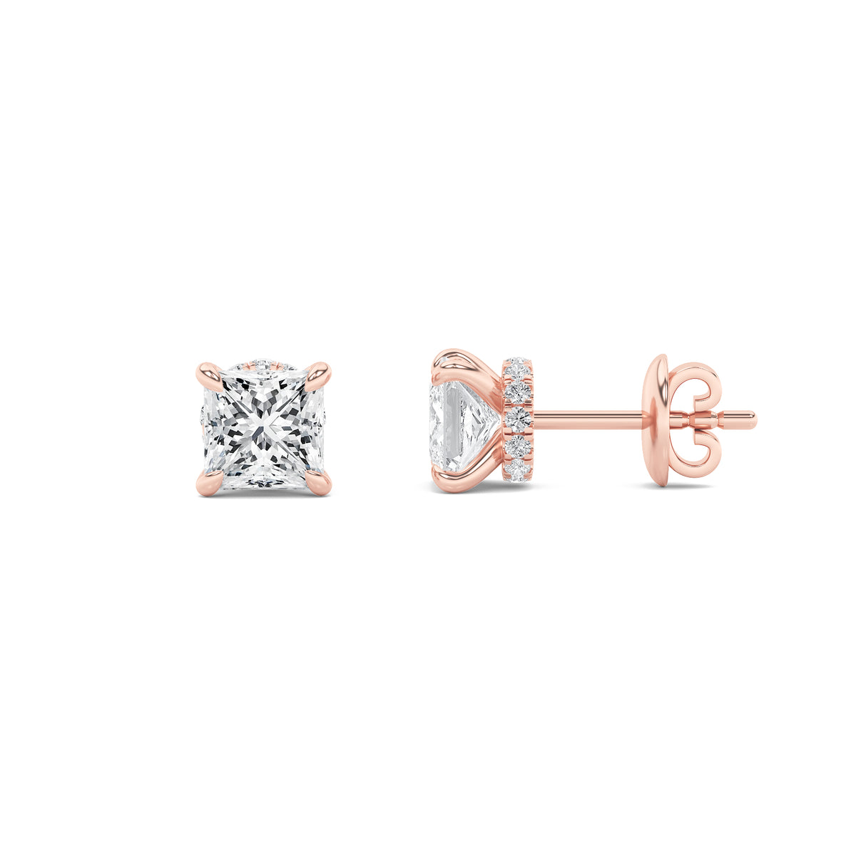 Lab Grown Diamond Hidden Halo Stud Earrings