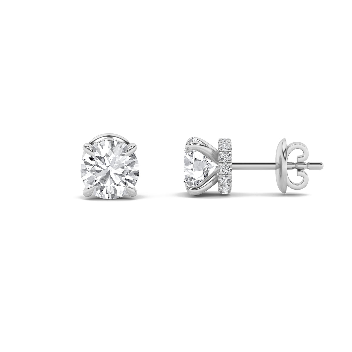Lab Grown Diamond Hidden Halo Stud Earrings