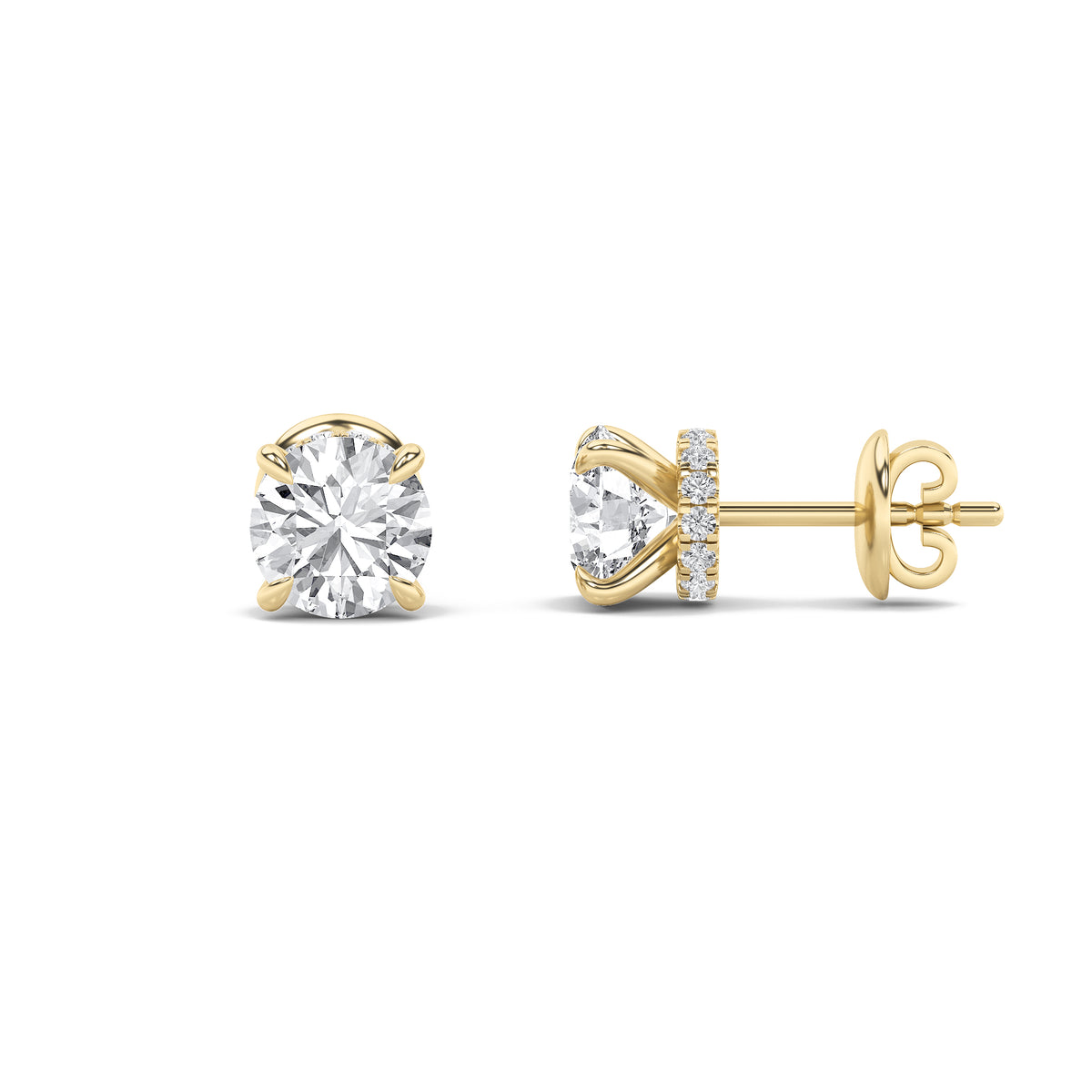 Lab Grown Diamond Hidden Halo Stud Earrings