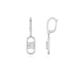 Emerald Shaped Lab Grown Diamond Paperclip Dangle Earrings