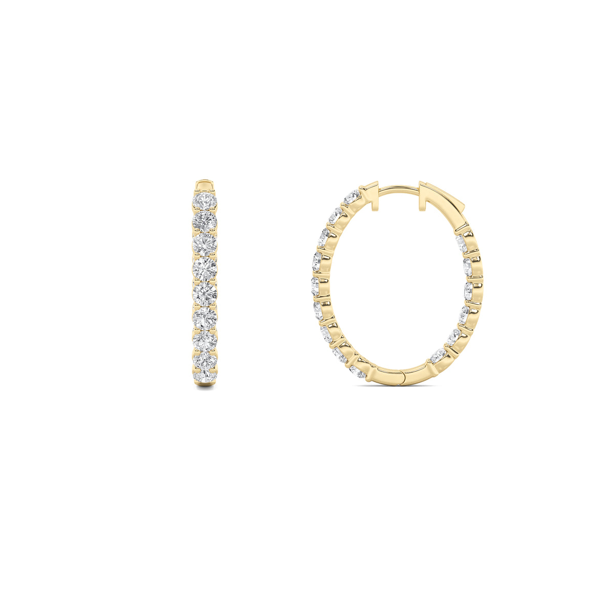 Round Shaped Lab Grown Diamond Inside Out Hoop Earrings