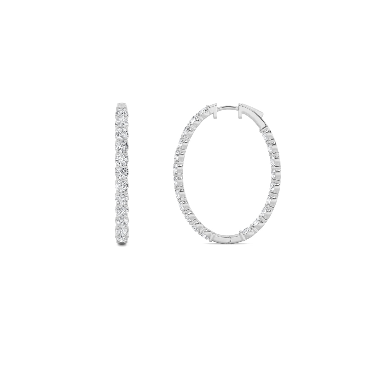 Round Shaped Lab Grown Diamond Inside Out Hoop Earrings