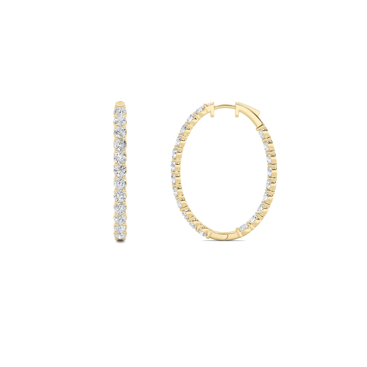 Round Shaped Lab Grown Diamond Inside Out Hoop Earrings