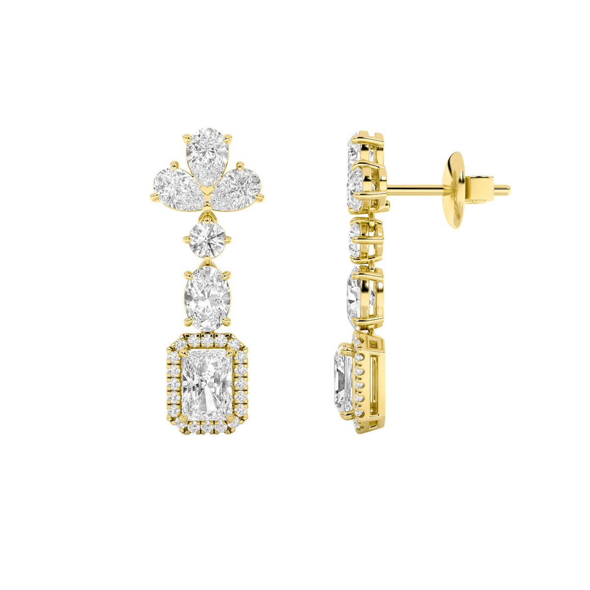 Radiant Shaped Lab Grown Diamond Dangle Earrings