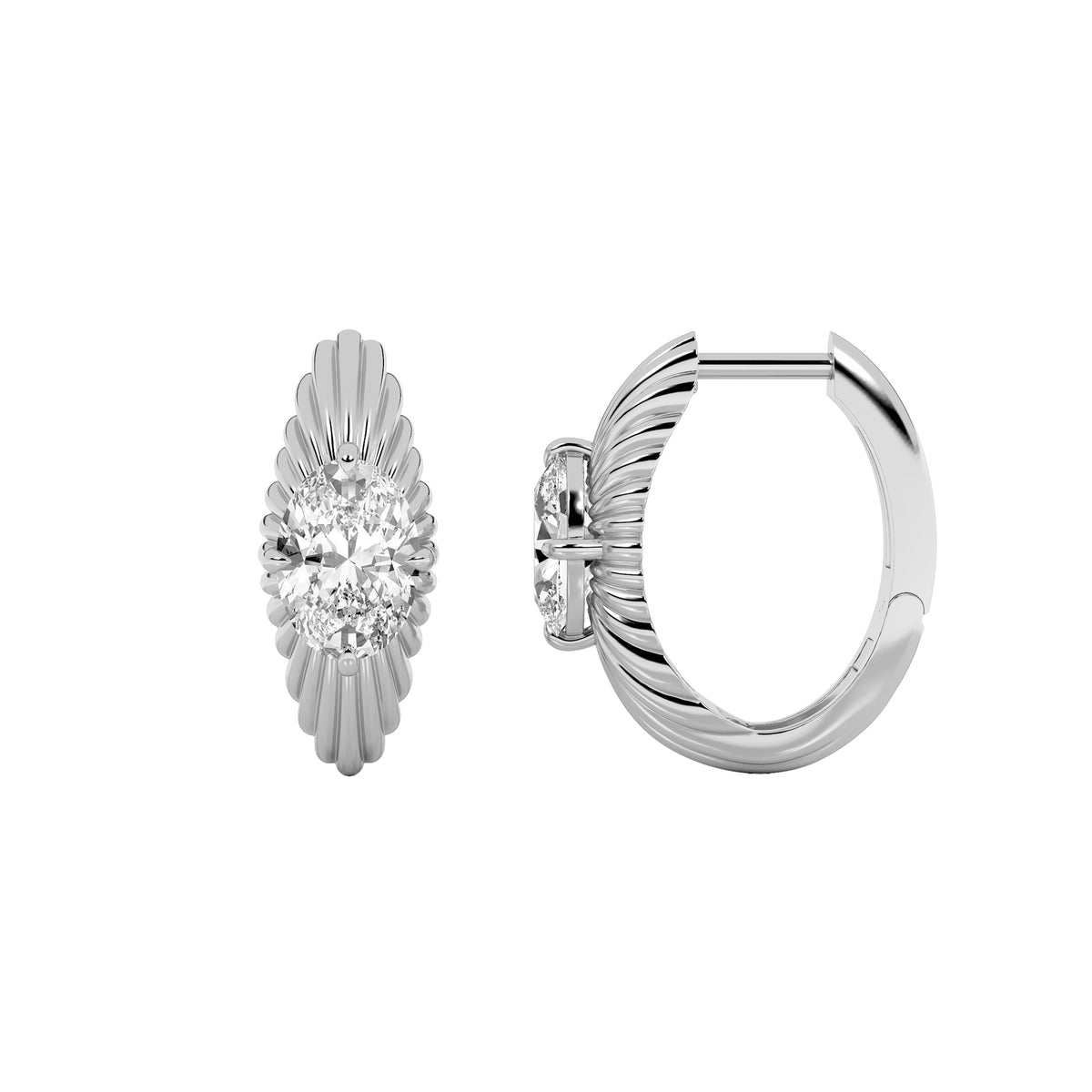 Oval Shaped Lab Grown Diamond Huggie Earrings