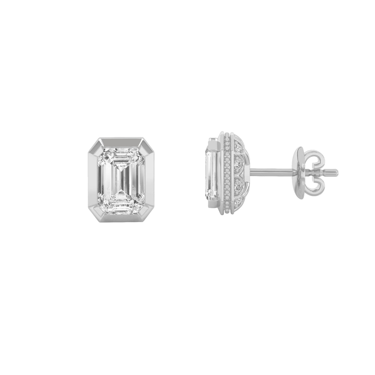 Emerald Shaped Lab Grown Diamond Sud Earrings