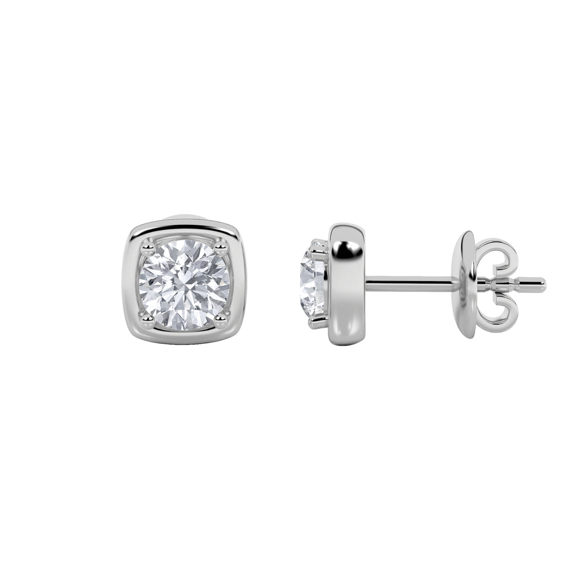Round Shaped Lab Grown Diamond Stud Earrings