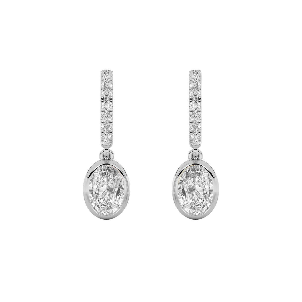 Oval Shaped Lab Grown Diamond Dangle Earrings