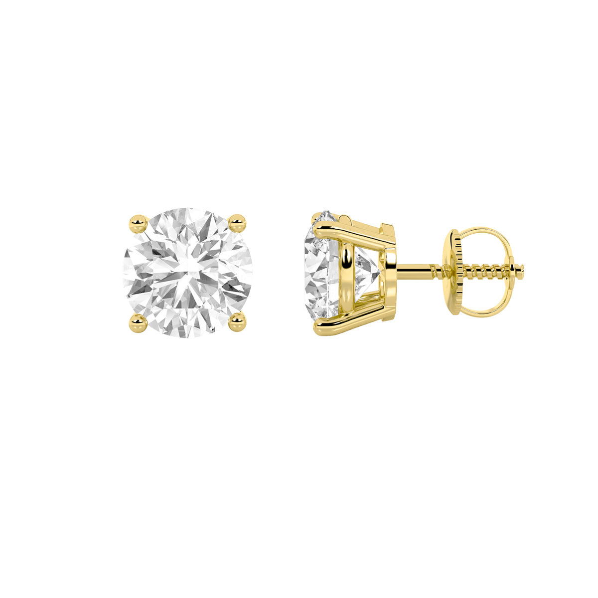 Round Shaped Lab Grown Diamond Three Prong Martini Stud Earrings