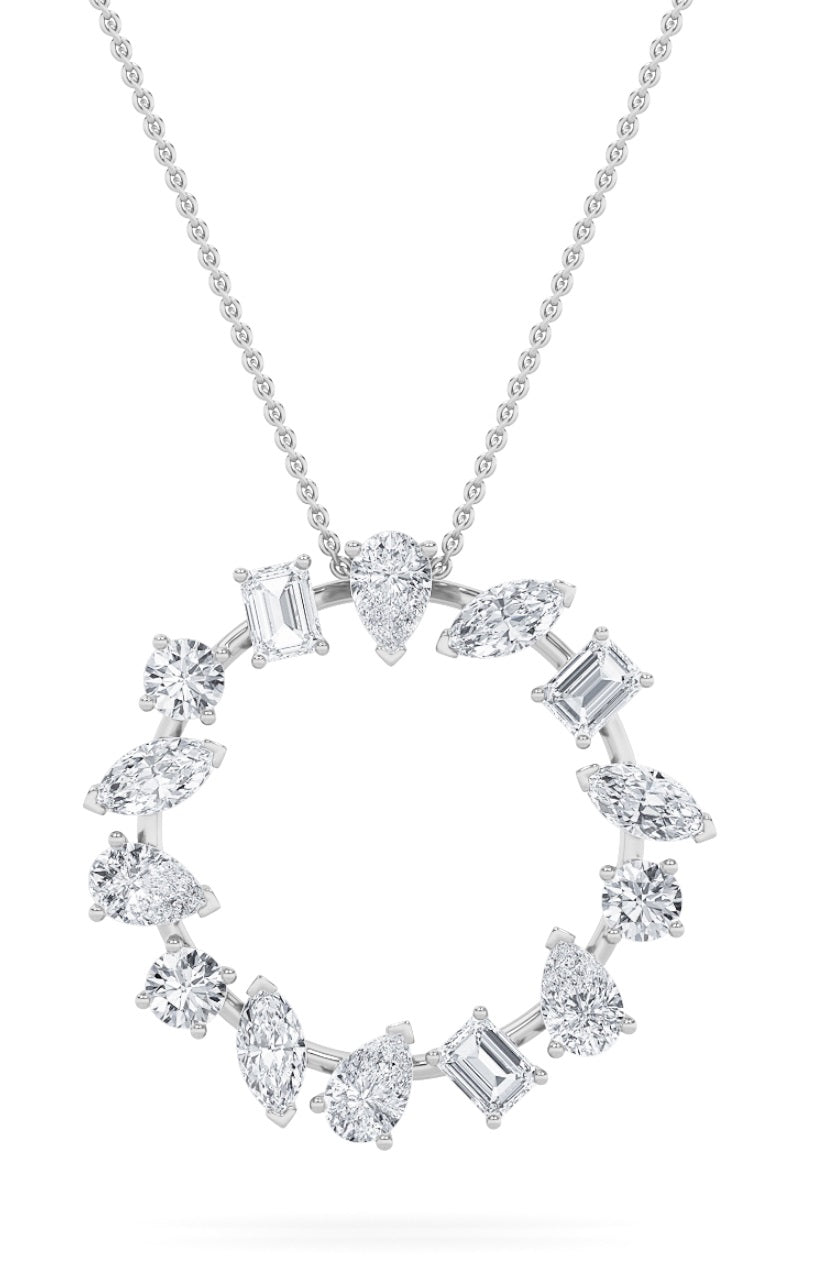 Emerald Shaped Lab Grown Diamond Fancy Circle Pendant