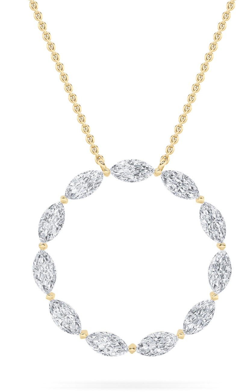 Marquise Shaped Lab Grown Diamond Circle Necklace