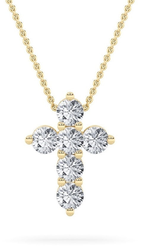 Round Shaped Lab Grown Diamond Cross Pendant