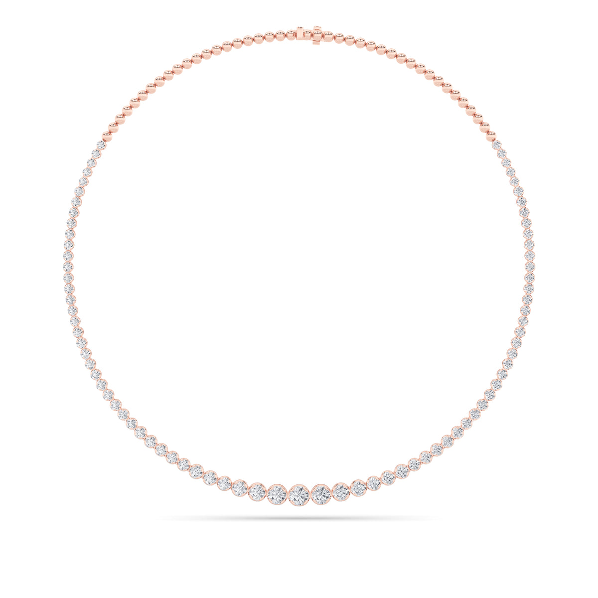 Round Shaped Lab Grown Diamond Graduating Half Riviera Necklace