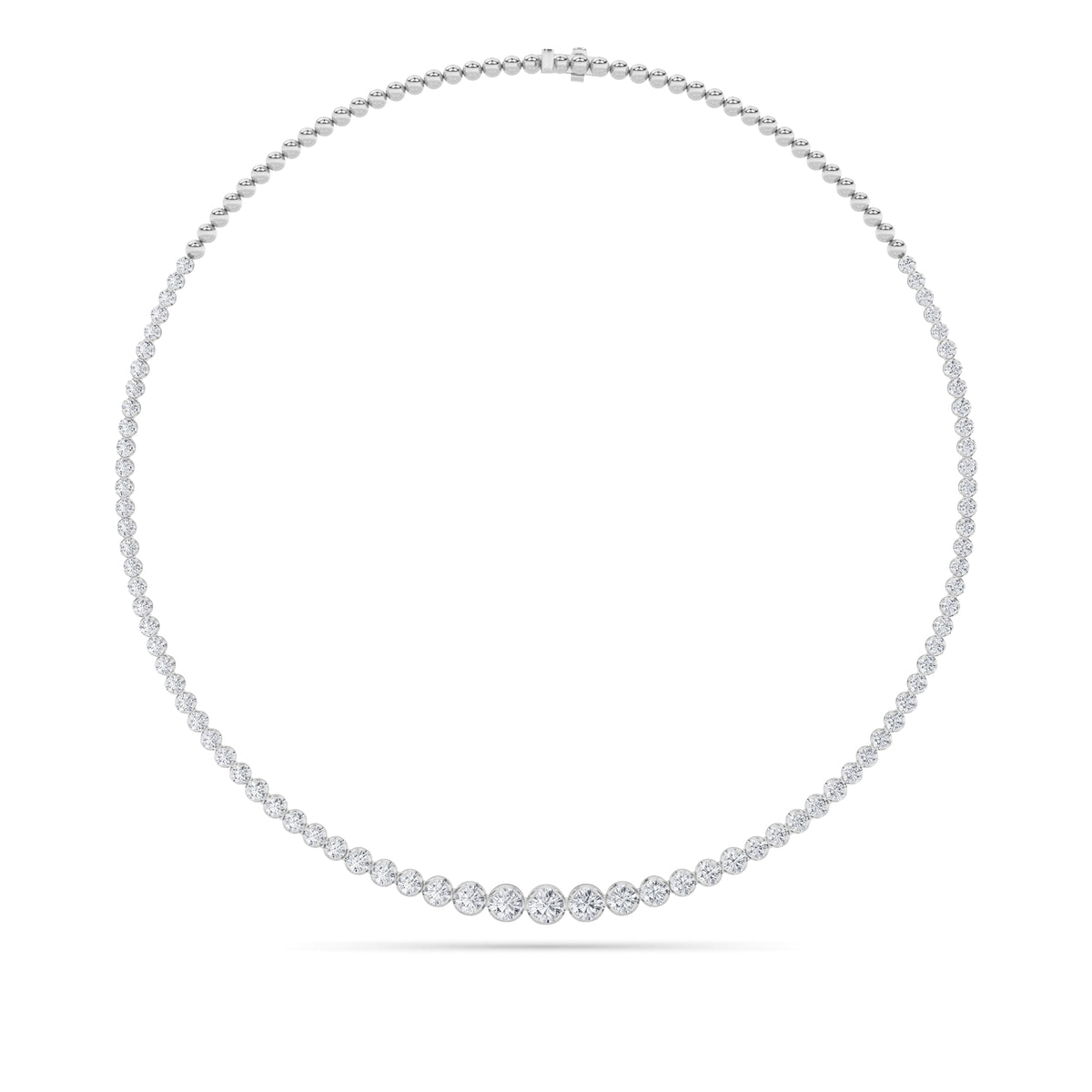 Round Shaped Lab Grown Diamond Graduating Half Riviera Necklace