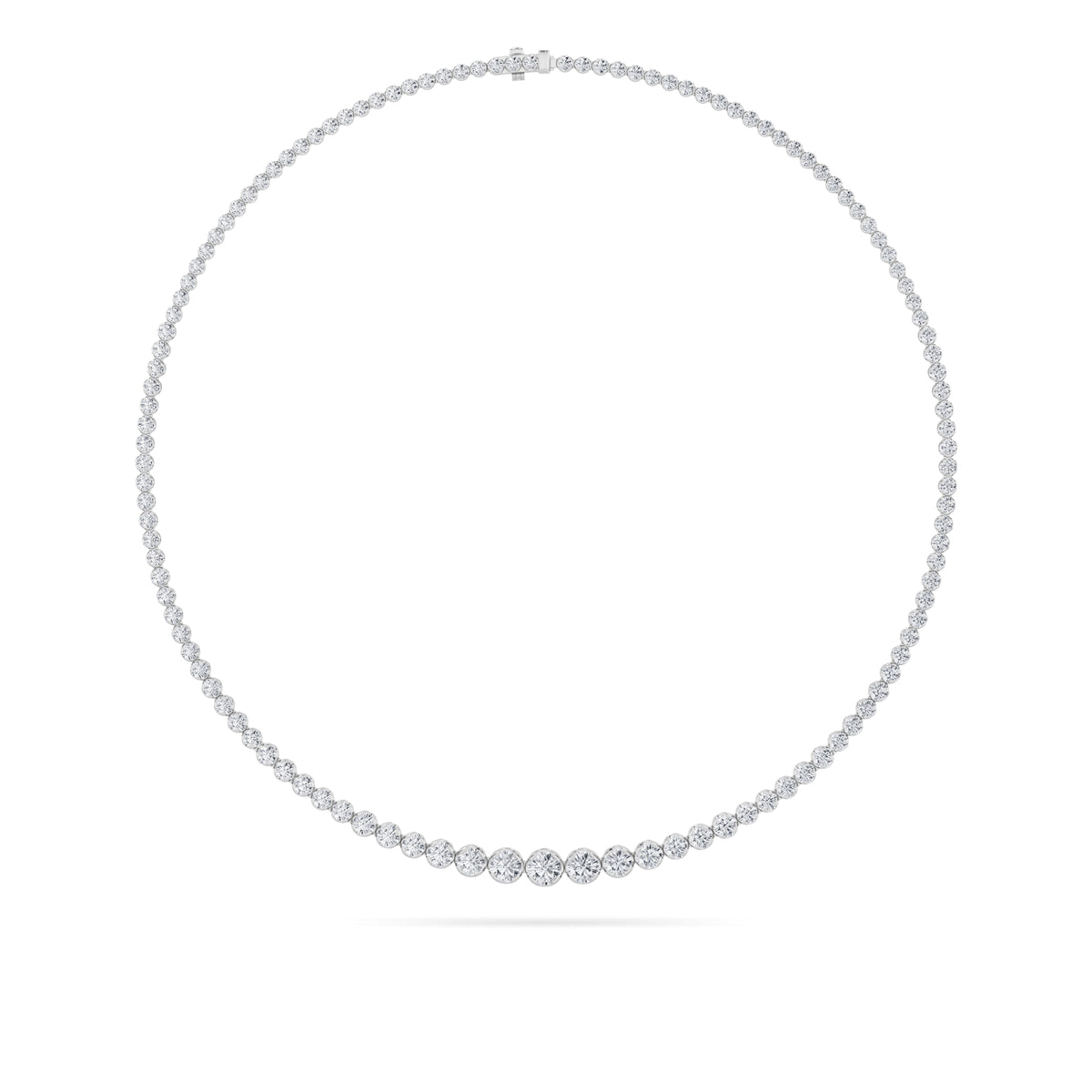 Round Shaped Lab Grown Diamond Graduating Full Riviera Necklace