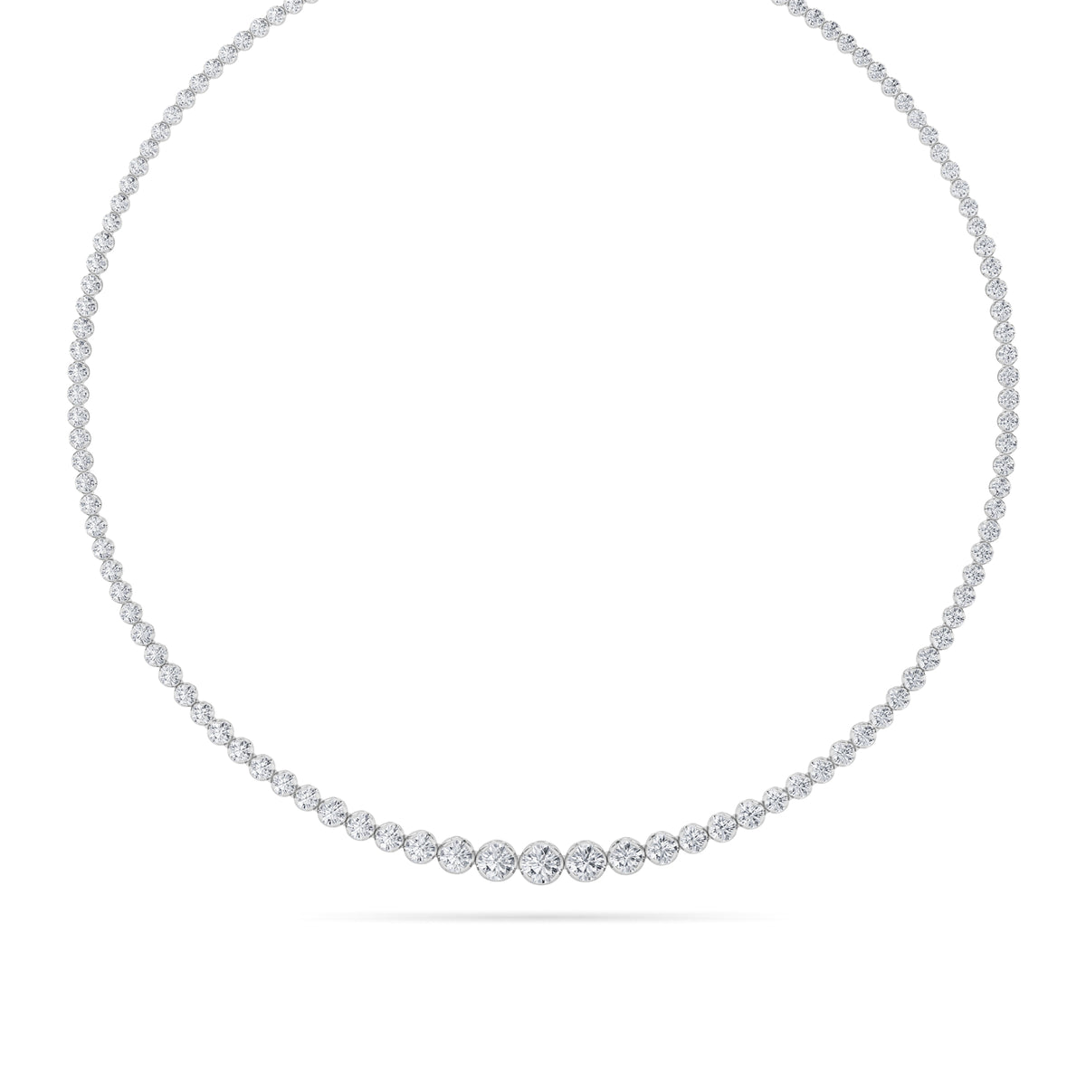 Round Shaped Lab Grown Diamond Graduating Full Riviera Necklace