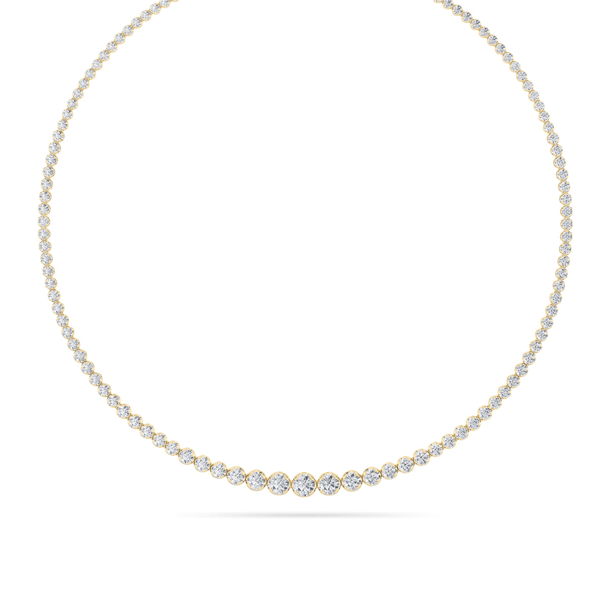 Round Shaped Lab Grown Diamond Graduating Full Riviera Necklace