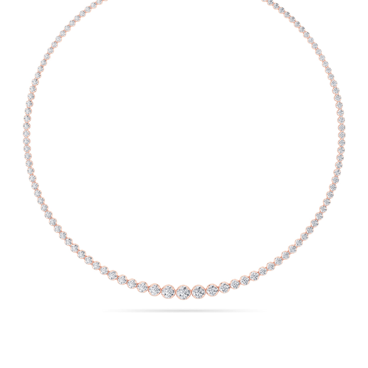 Round Shaped Lab Grown Diamond Graduating Full Riviera Necklace