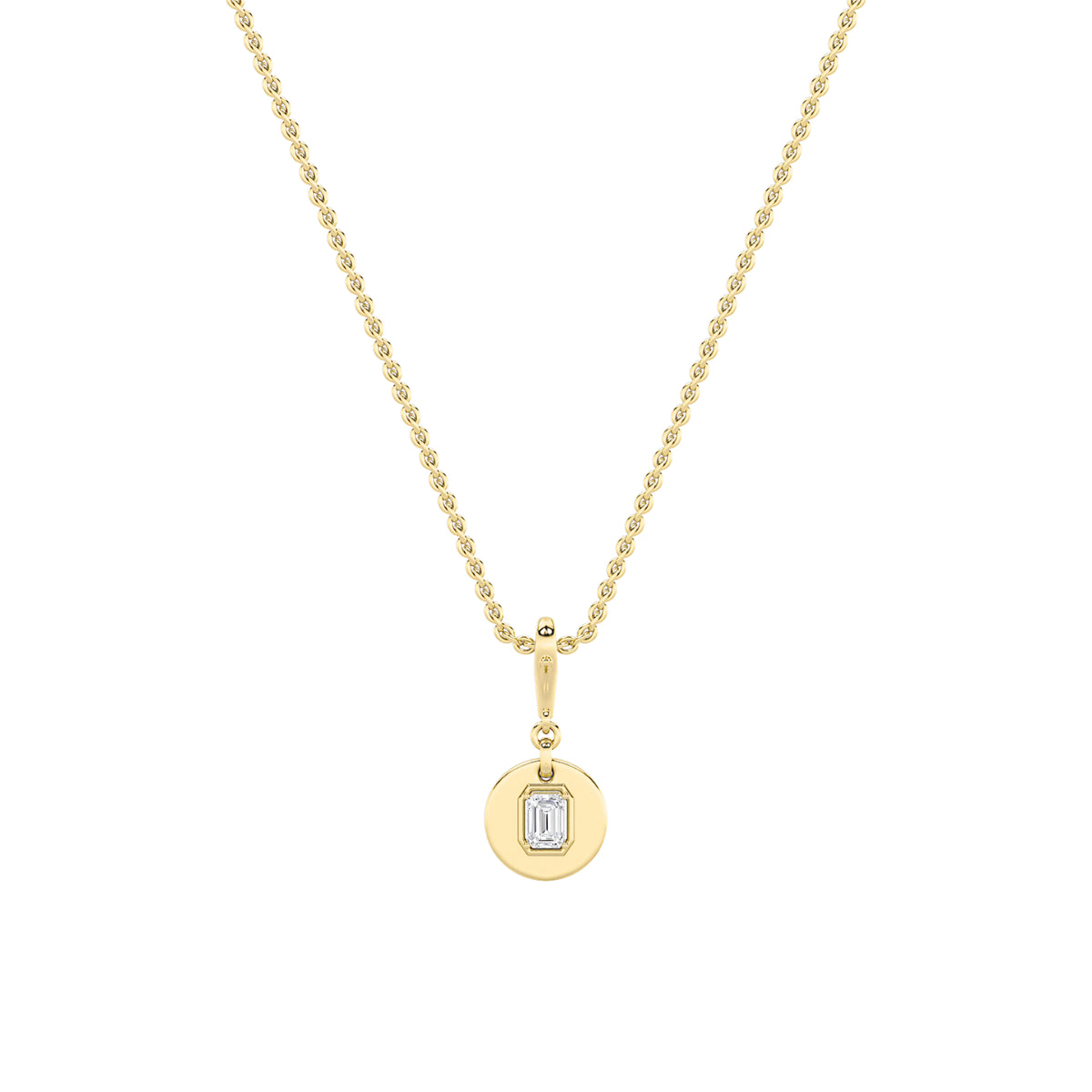 Emerald Shaped Lab Grown Diamond Dog Tag Pendant