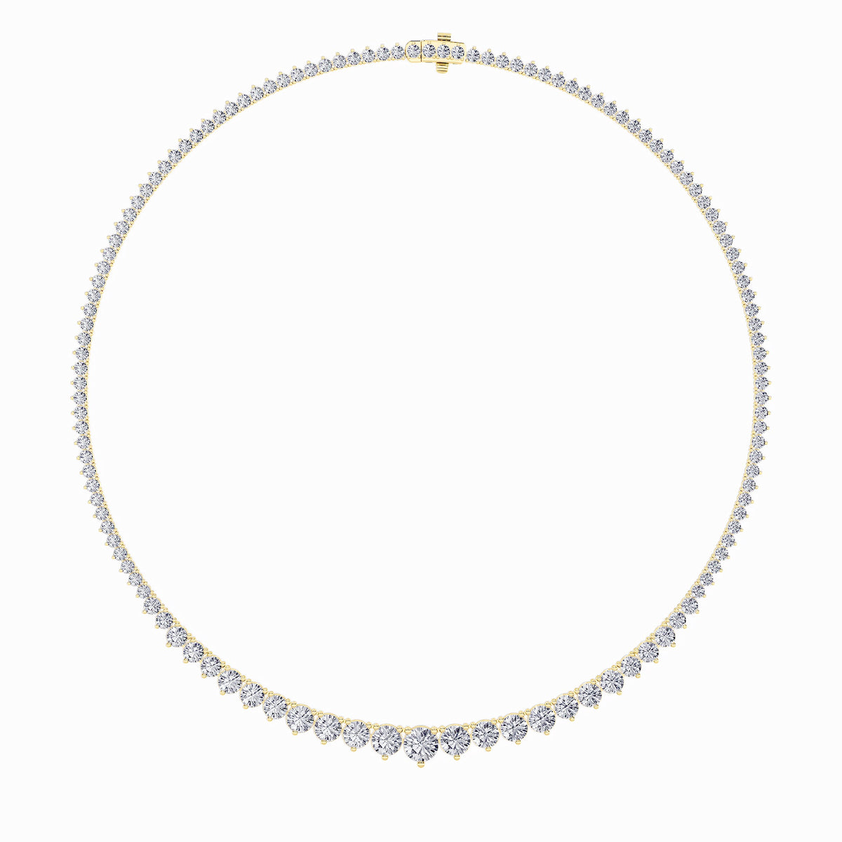 Round Shaped Lab Grown Diamond Three Prong Graduating Necklace