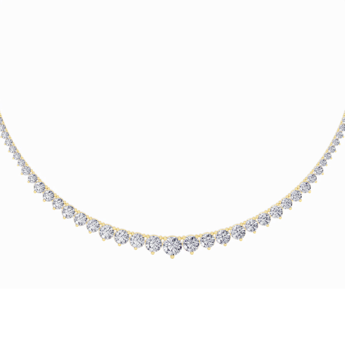 Round Shaped Lab Grown Diamond Three Prong Graduating Necklace