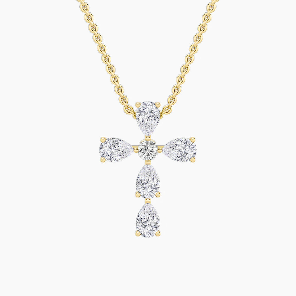 Pear Shaped Lab Grown Diamond Cross Pendant