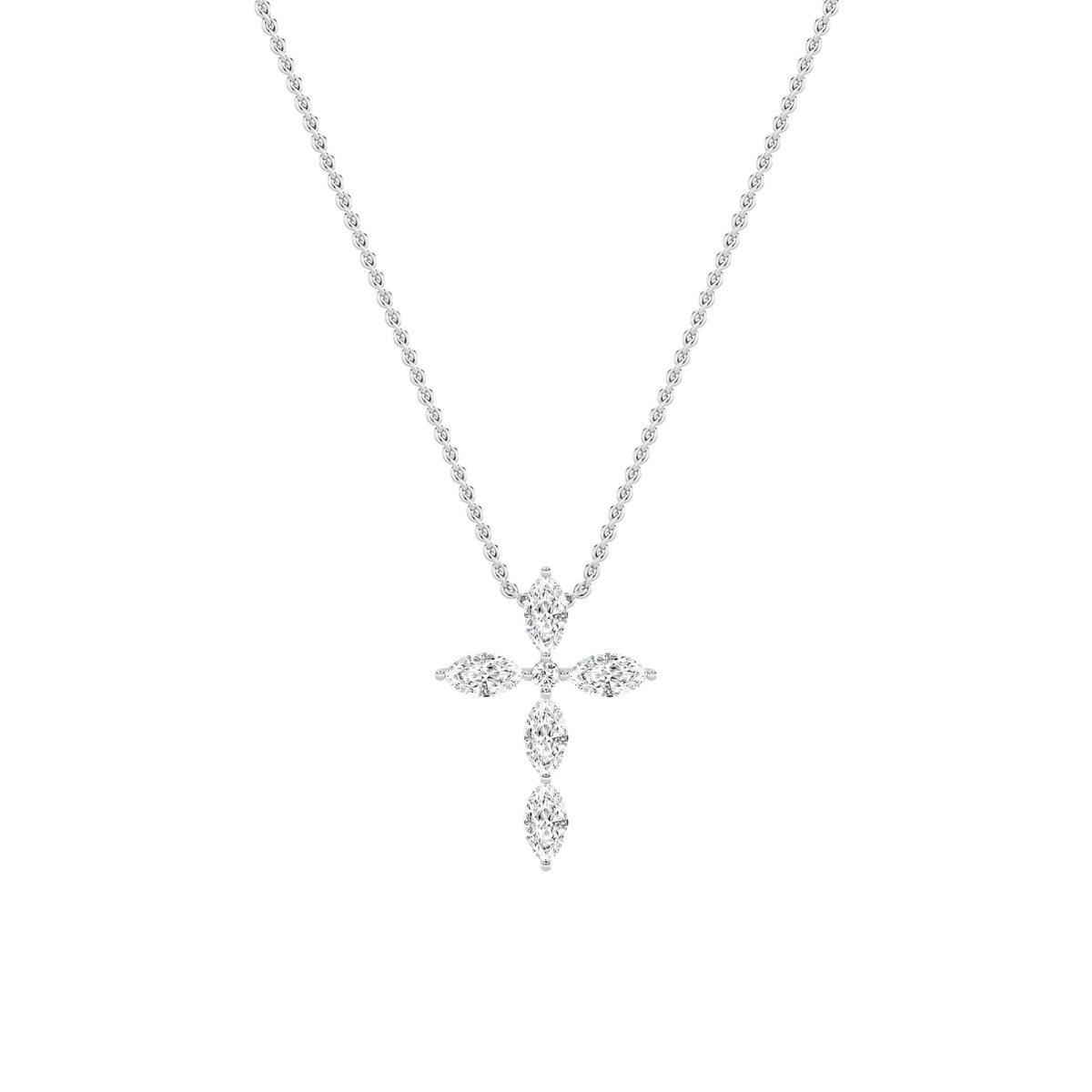 Marquise Shaped Lab Grown Diamond Cross Pendant