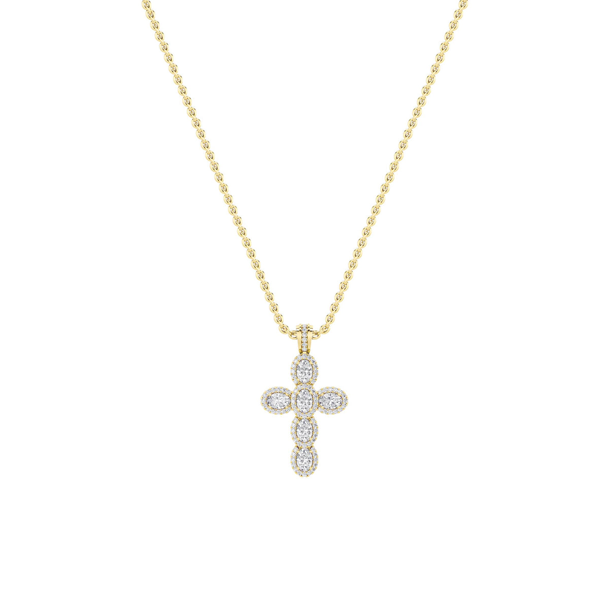 Oval Shaped Lab Grown Diamond Cross Pendant
