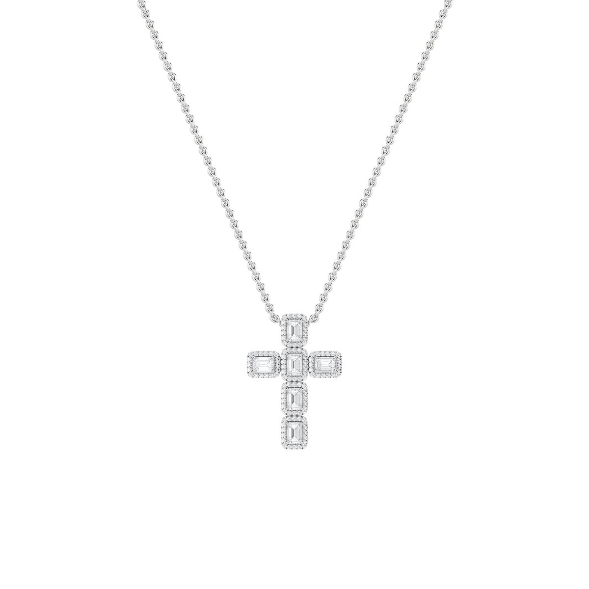 Emerald Shaped Lab Grown Diamond Cross Pendant