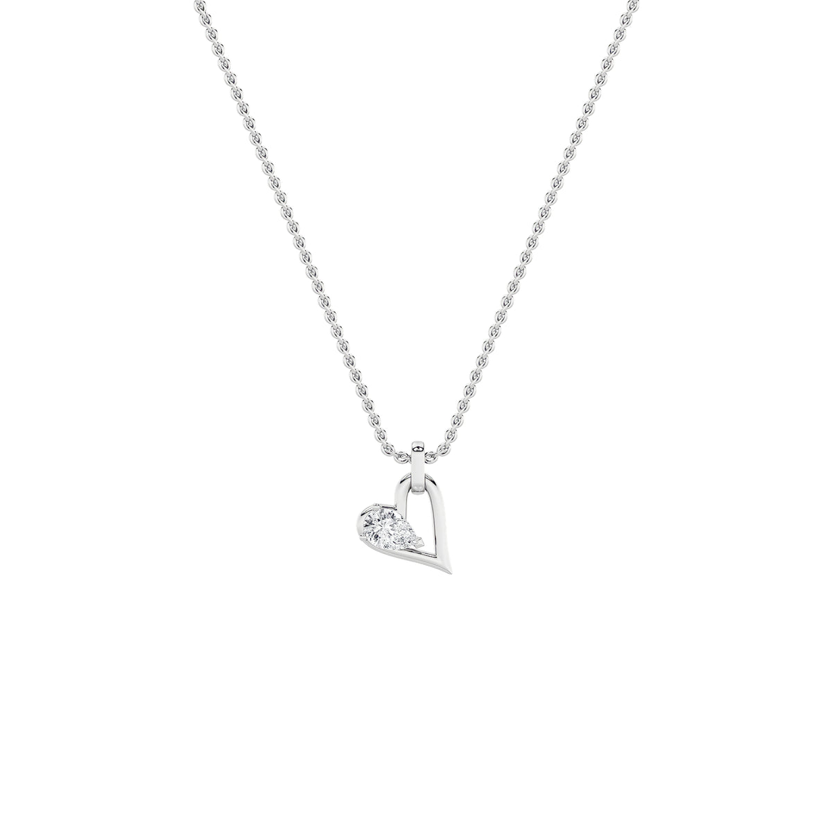 Pear Shaped Lab Grown Diamond Heart Shaped Dangle Pendant