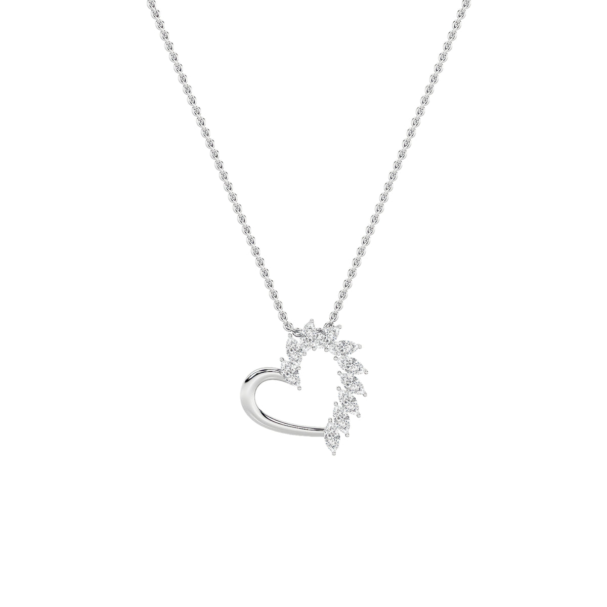 Marquise Shaped Lab Grown Diamond Heart Shaped Pendant