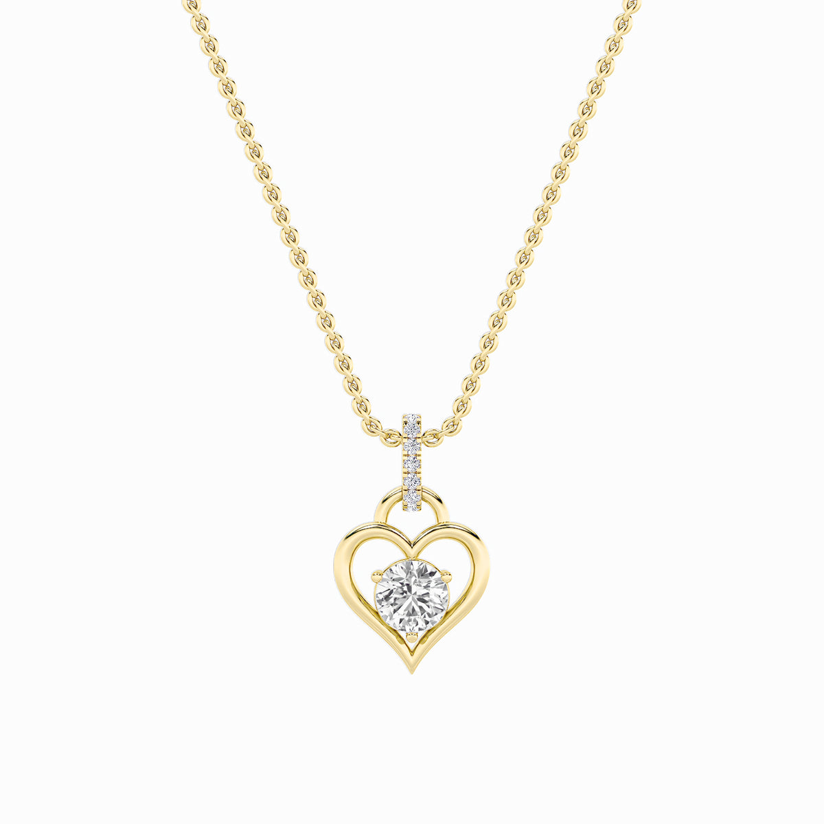 Round Shaped Lab Grown Diamond Heart Shaped Pendant